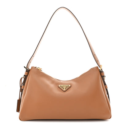 Prada Soft Calfskin Medium Aimee Shoulder Bag Caramel 1 of 11