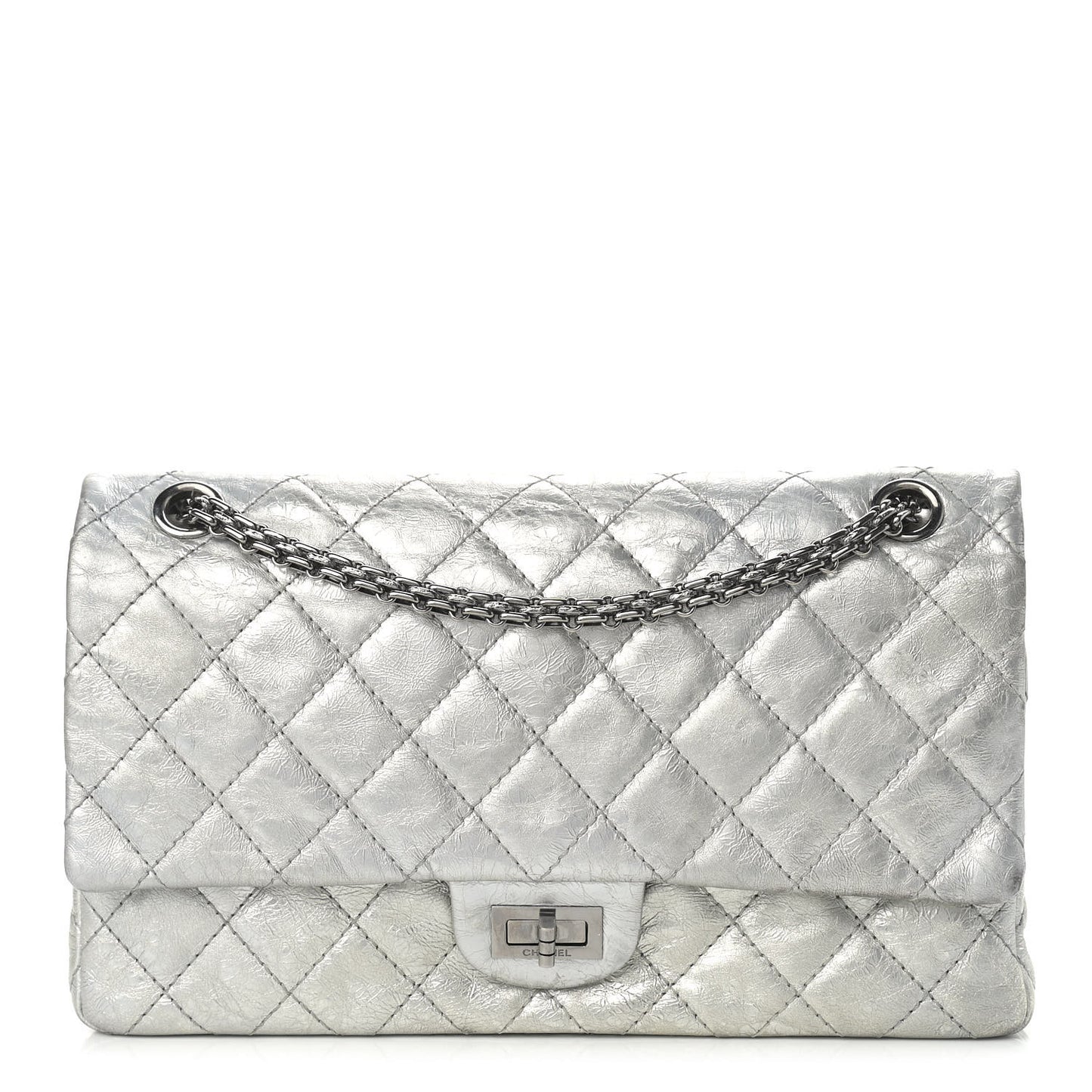 Metallic Aged Calfskin Quilted 2.55 Reissue 226 Flap Silver