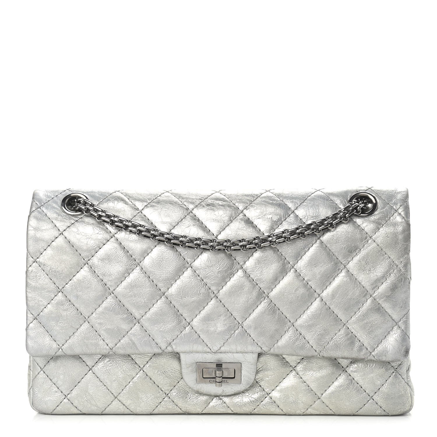 Chanel Metallic Aged Calfskin Quilted 2.55 Reissue 226 Flap Silver 1 of 15