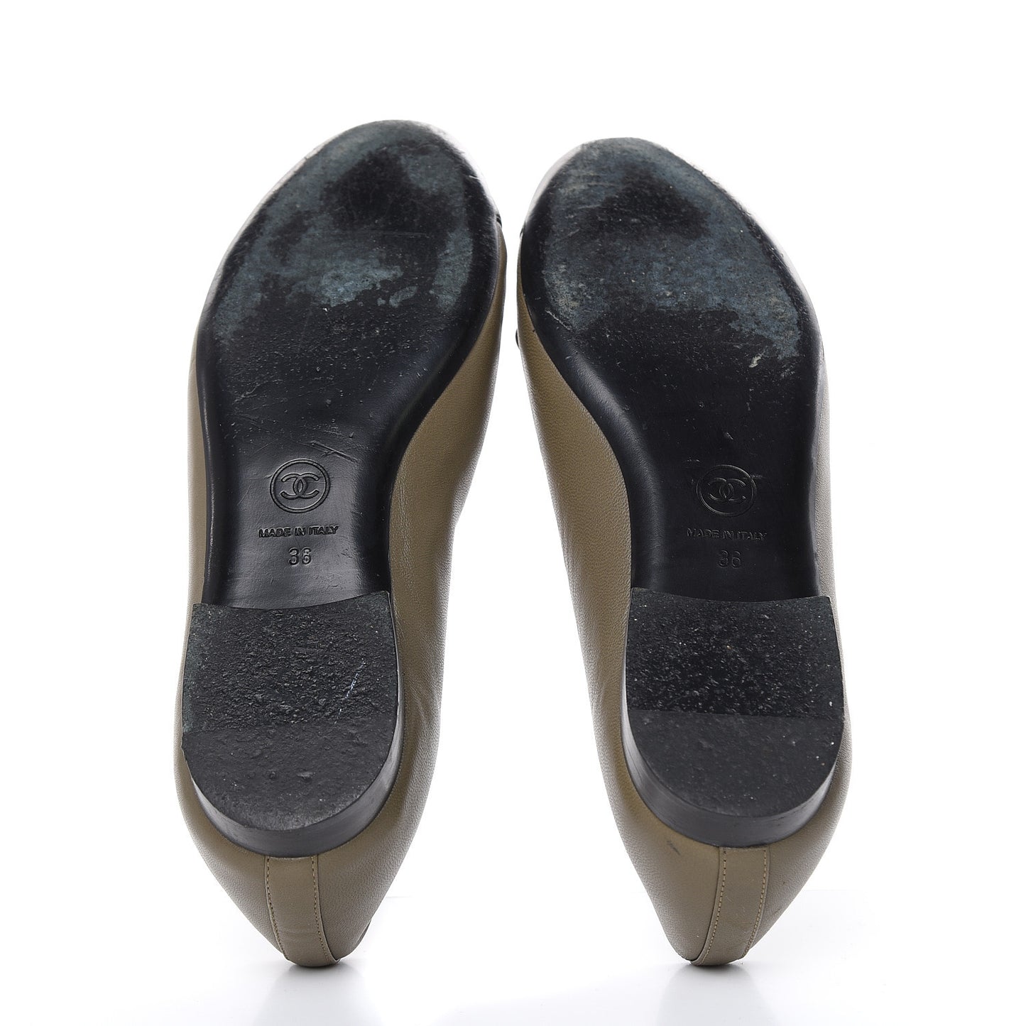 Lambskin Cap Toe Ballerina Flats 36 Green Black