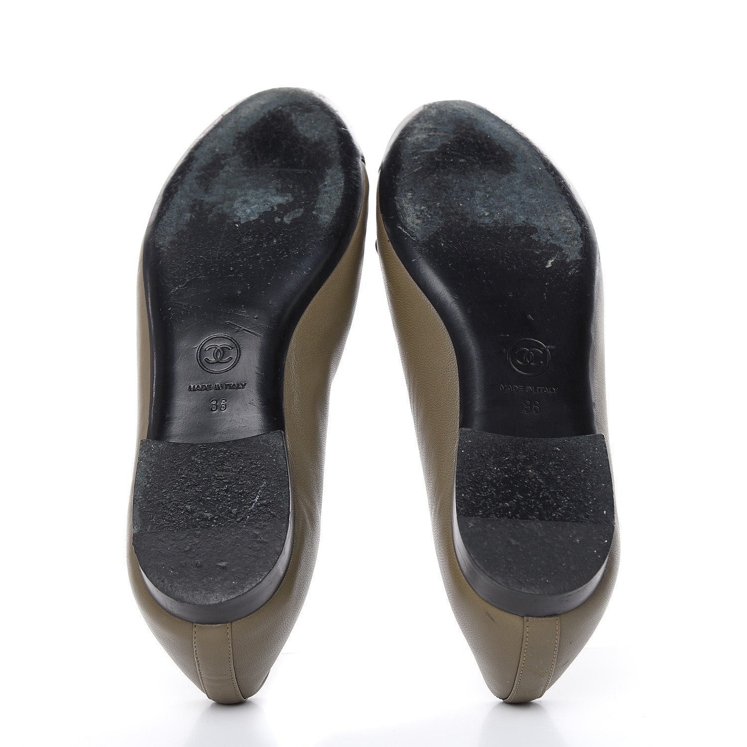 Chanel Lambskin Cap Toe Ballerina Flats 36 Green Black 5 of 12