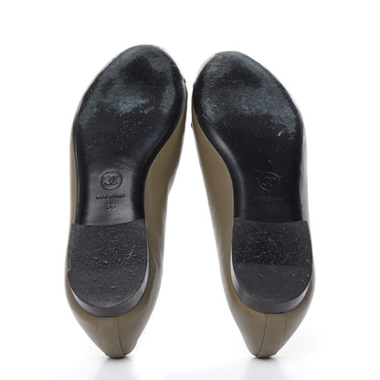 Chanel Lambskin Cap Toe Ballerina Flats 36 Green Black 5 of 12