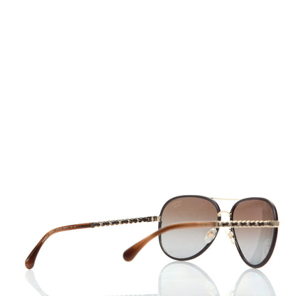 Chanel Metal Polarized Pilot Winter Sunglasses 4219-Q Brown 4 of 9