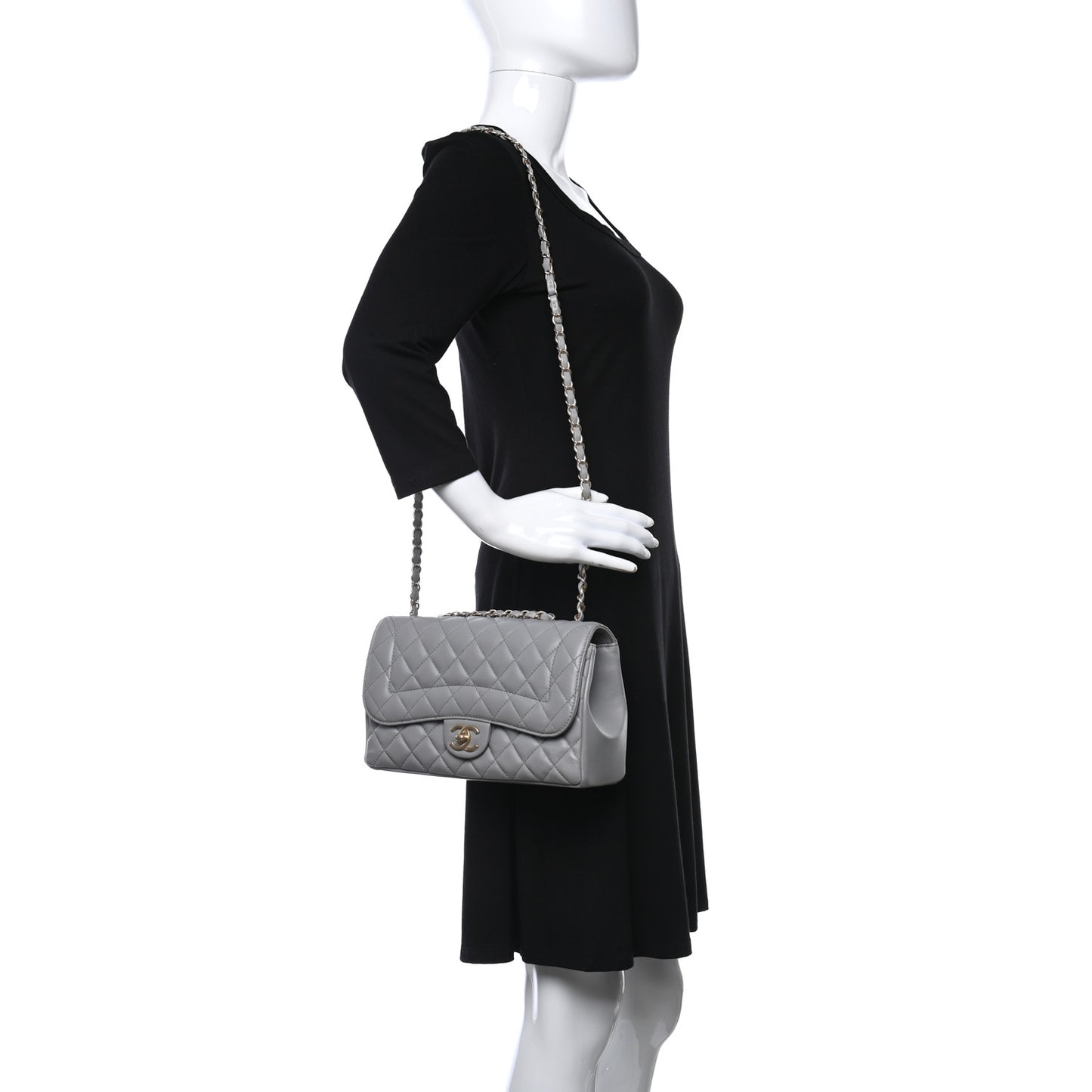 Lambskin Quilted Medium Mademoiselle Chic Flap Gris