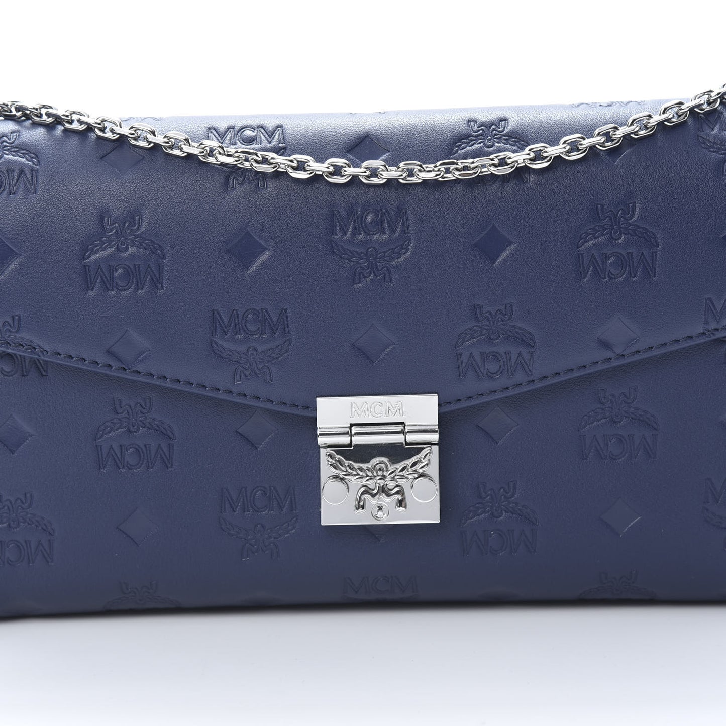 Calfskin Ottomar Monogram Medium Millie Crossbody Bag Navy Blue