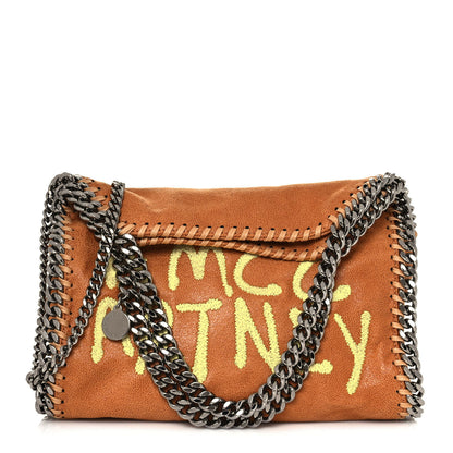 Stella McCartney X ED CURTIS Shaggy Deer Logo Embroidered Mini Falabella Fold Over Tote Brown 1 of 11