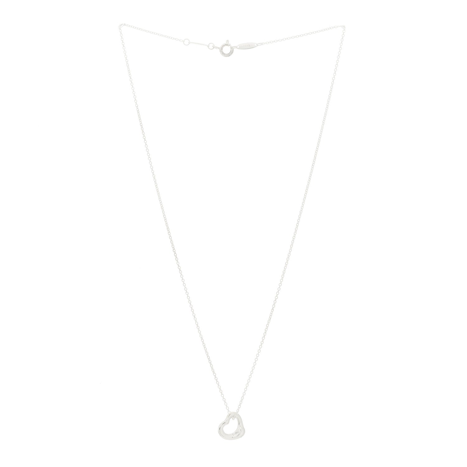 Tiffany Sterling Silver Elsa Peretti 11mm Open Heart Pendant Necklace 4 of 6