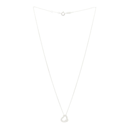 Tiffany Sterling Silver Elsa Peretti 11mm Open Heart Pendant Necklace 4 of 6
