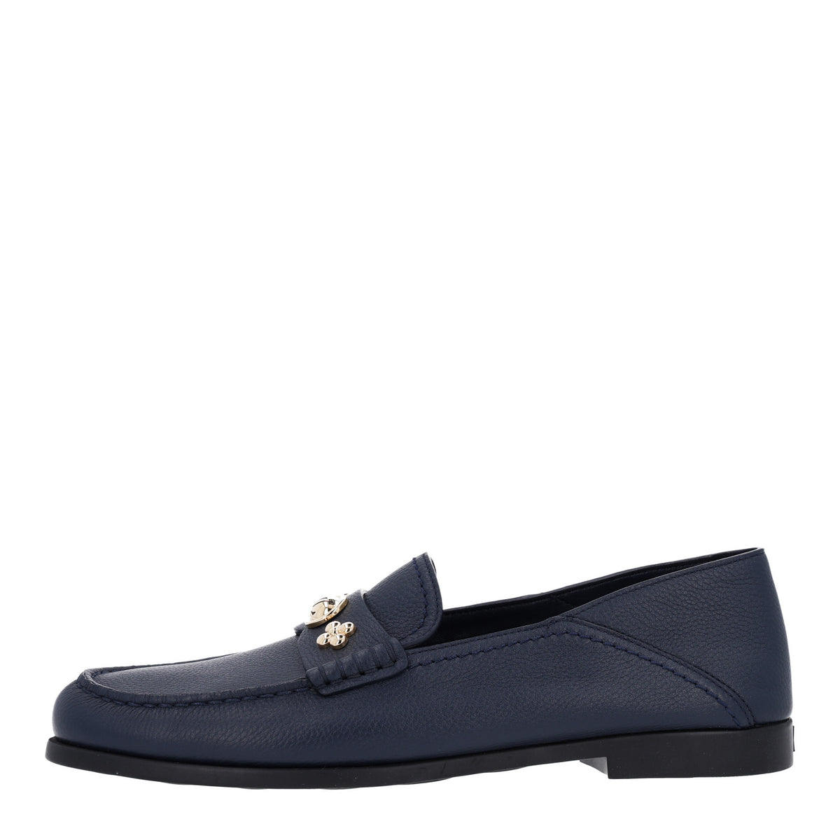 Grained Calfskin Ivy Loafers 40.5 Navy Blue