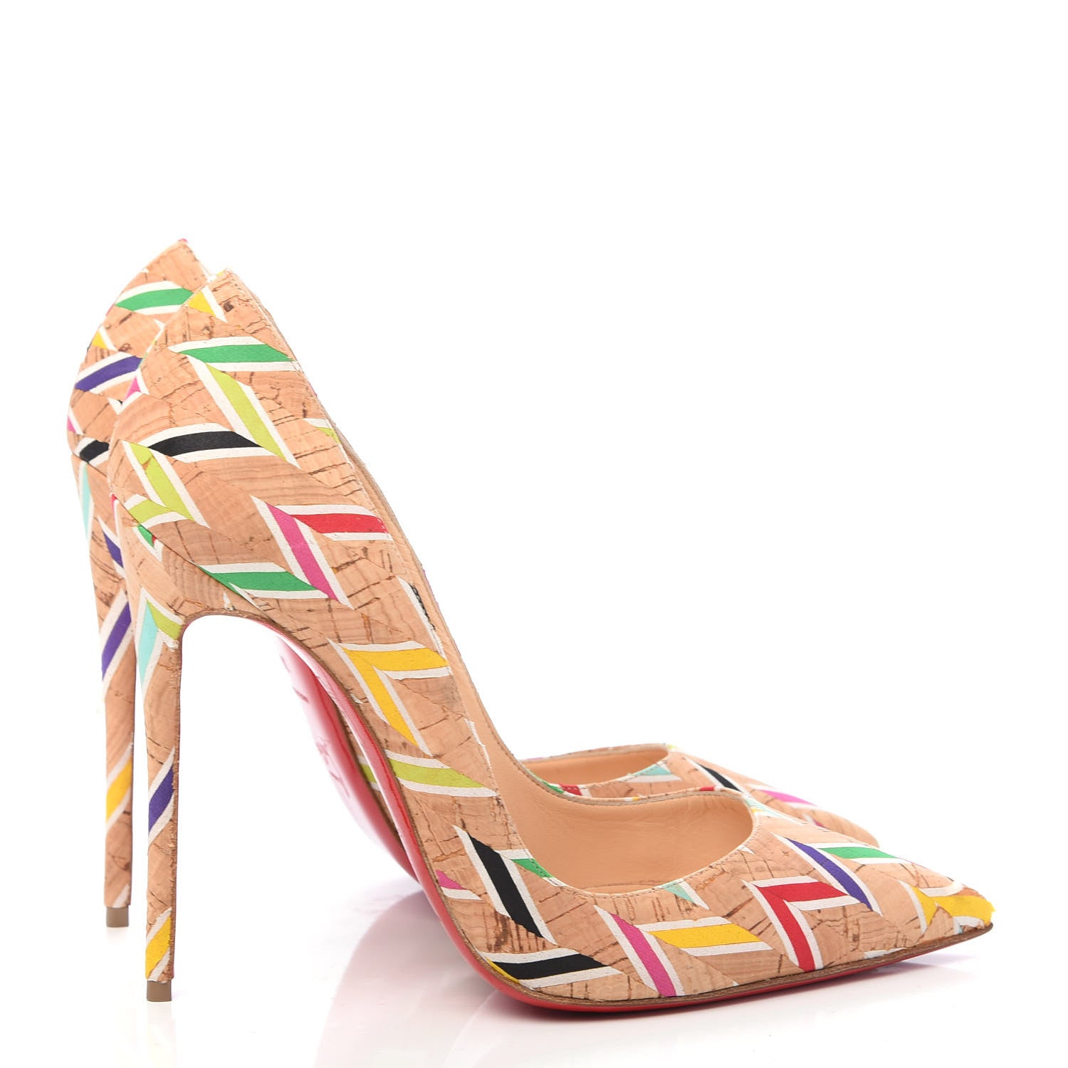 Christian Louboutin Cork Chevron Print So Kate 120 Pumps 39 Multicolor 5 of 10