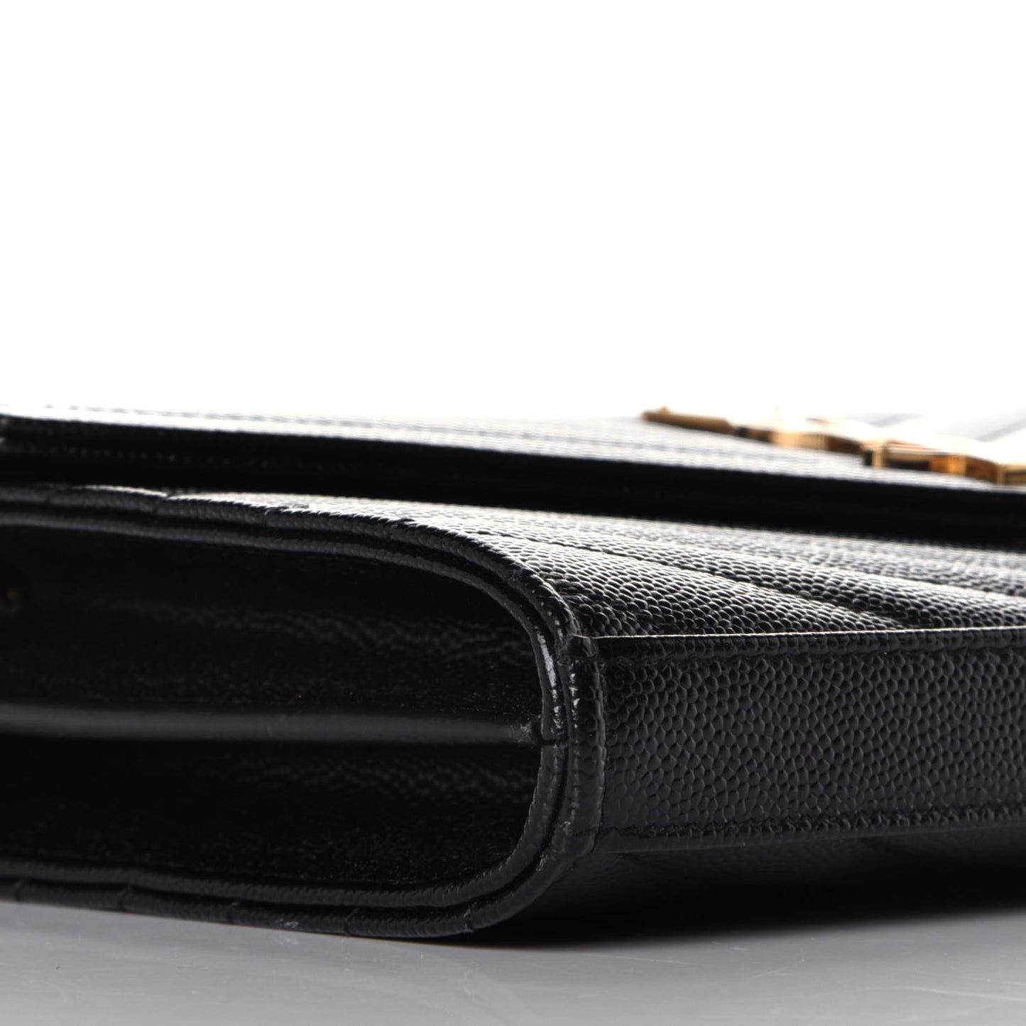 Grain De Poudre Matelasse Chevron Medium Monogram Chain Wallet Black