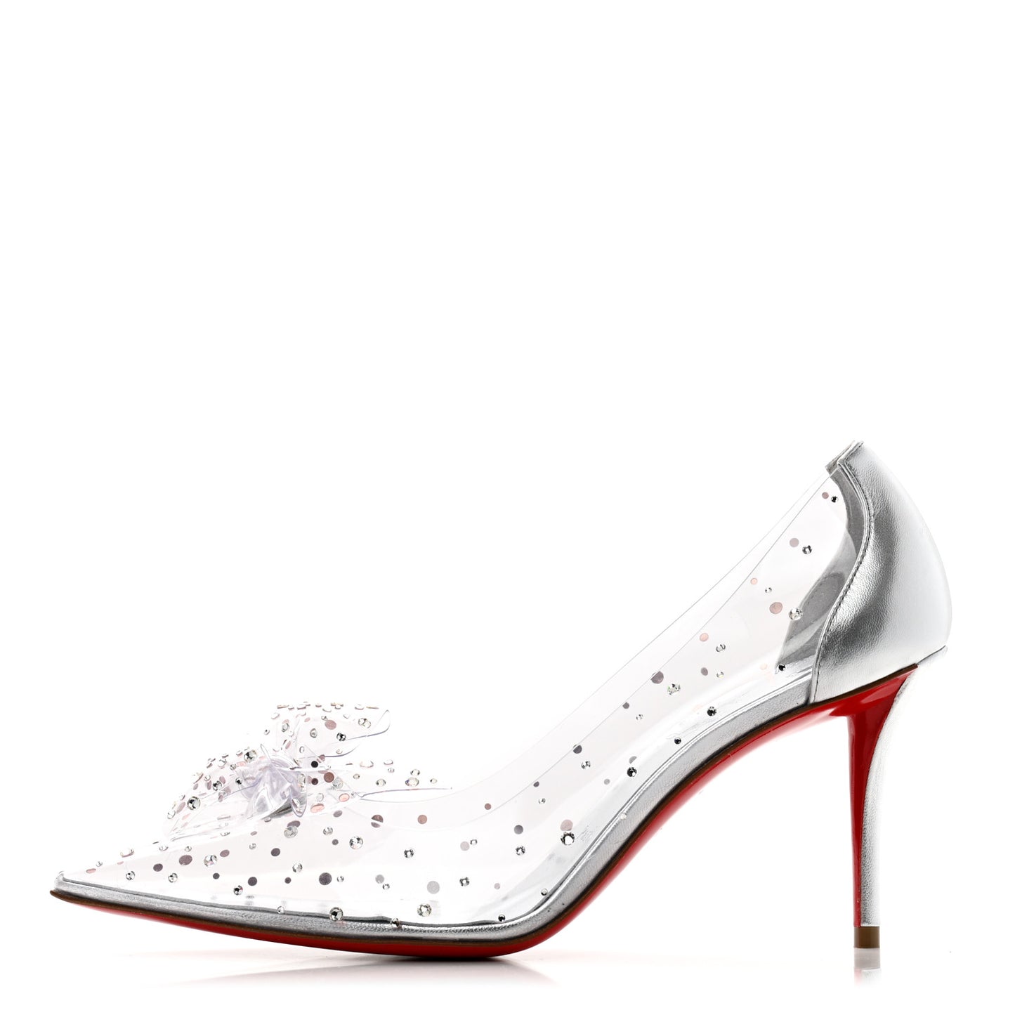 PVC Jelly Strass Nappa Laminata 80 Pumps 37 Crystal Silver