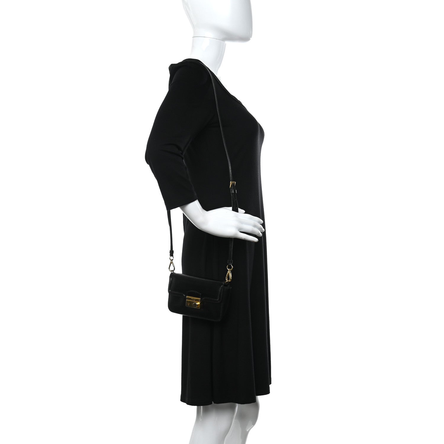 Prada Saffiano Lux Sound Crossbody Bag Black 2 of 14