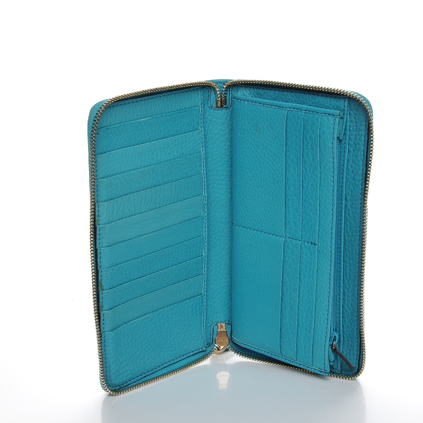 Pebbled Calfskin Soho Zip Around Wallet Deep Cobalt