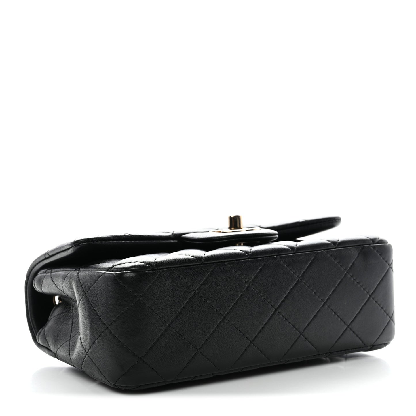 Lambskin Quilted Mini Rectangular Flap Black
