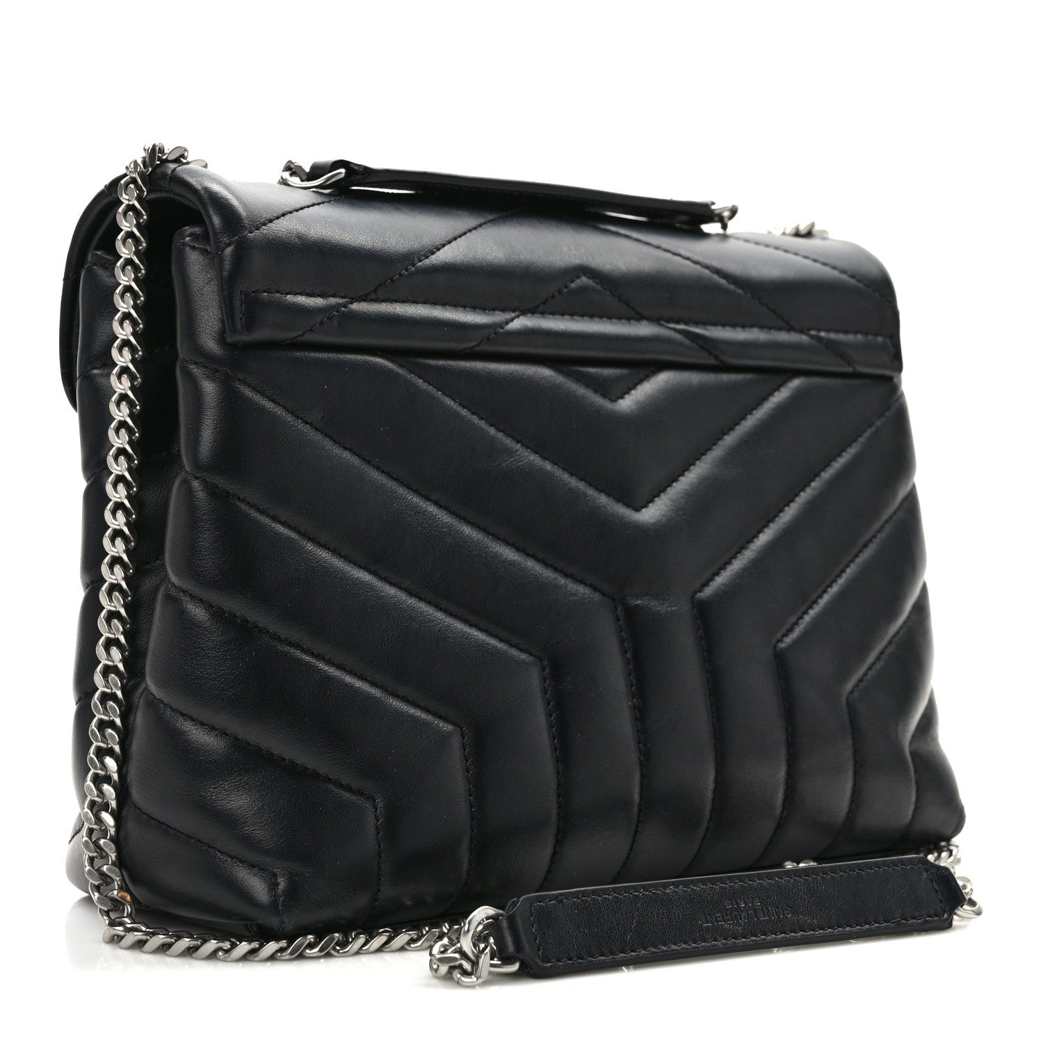 Saint Laurent Calfskin Y Quilted Monogram Small Loulou Chain Satchel Black 3 of 15
