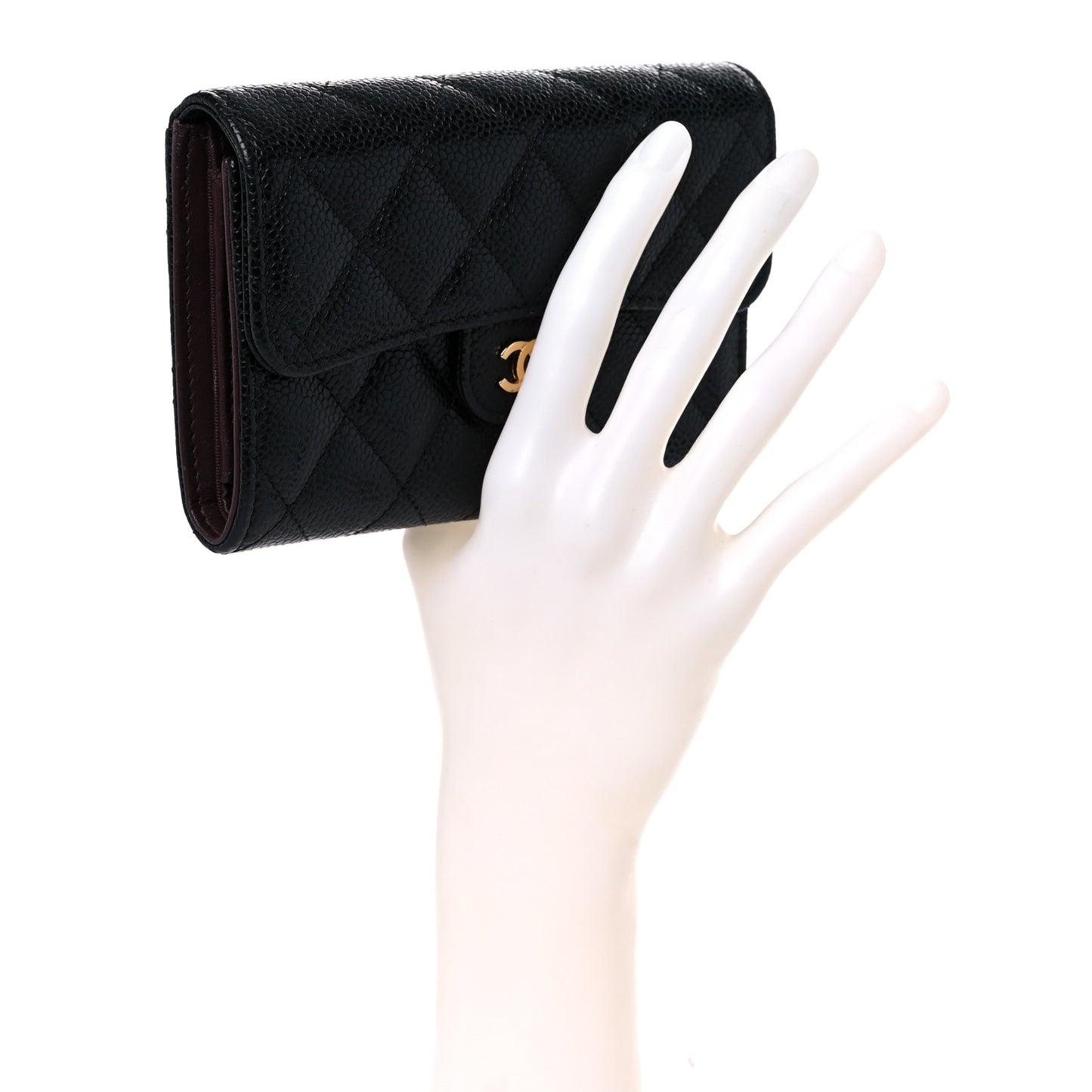 Caviar Quilted Medium Flap Wallet Black