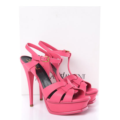 Saint Laurent Grained Calfskin Tribute 105 Platform Sandals 38.5 Rose Clair 14 of 14