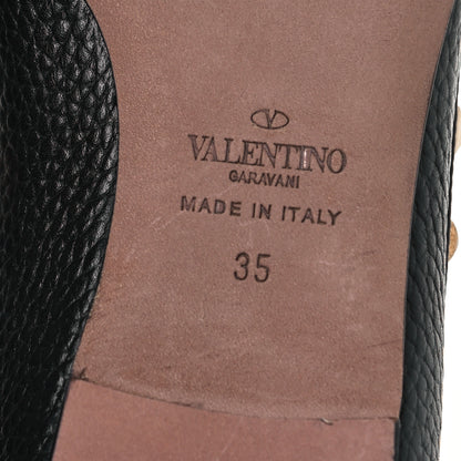 Valentino Garavani Pebbled Calfskin Rockstud Rolling Ballerina Flats 35 Black 6 of 7