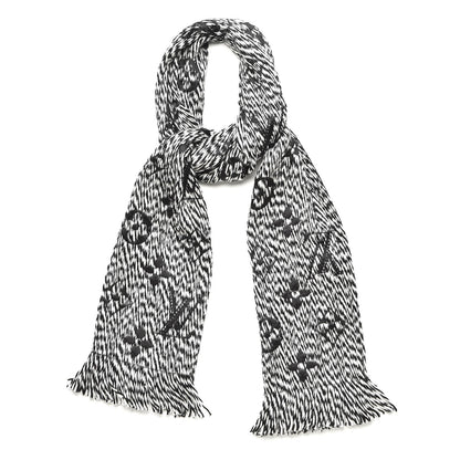 Louis Vuitton Wool Silk Logomania Mix Scarf Black 1 of 4