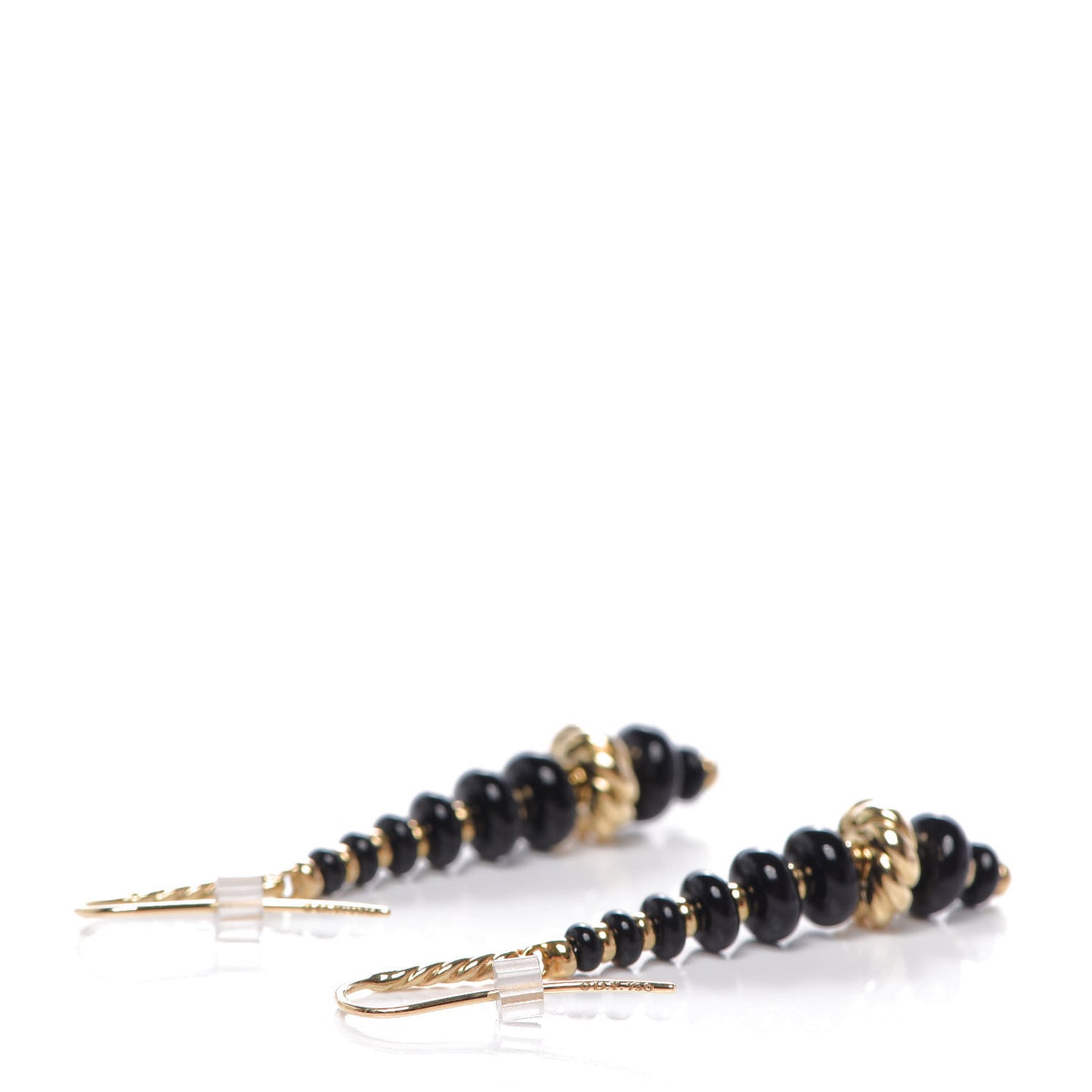 18K Yellow Gold Black Onyx Rio Rondelle Drop Earrings