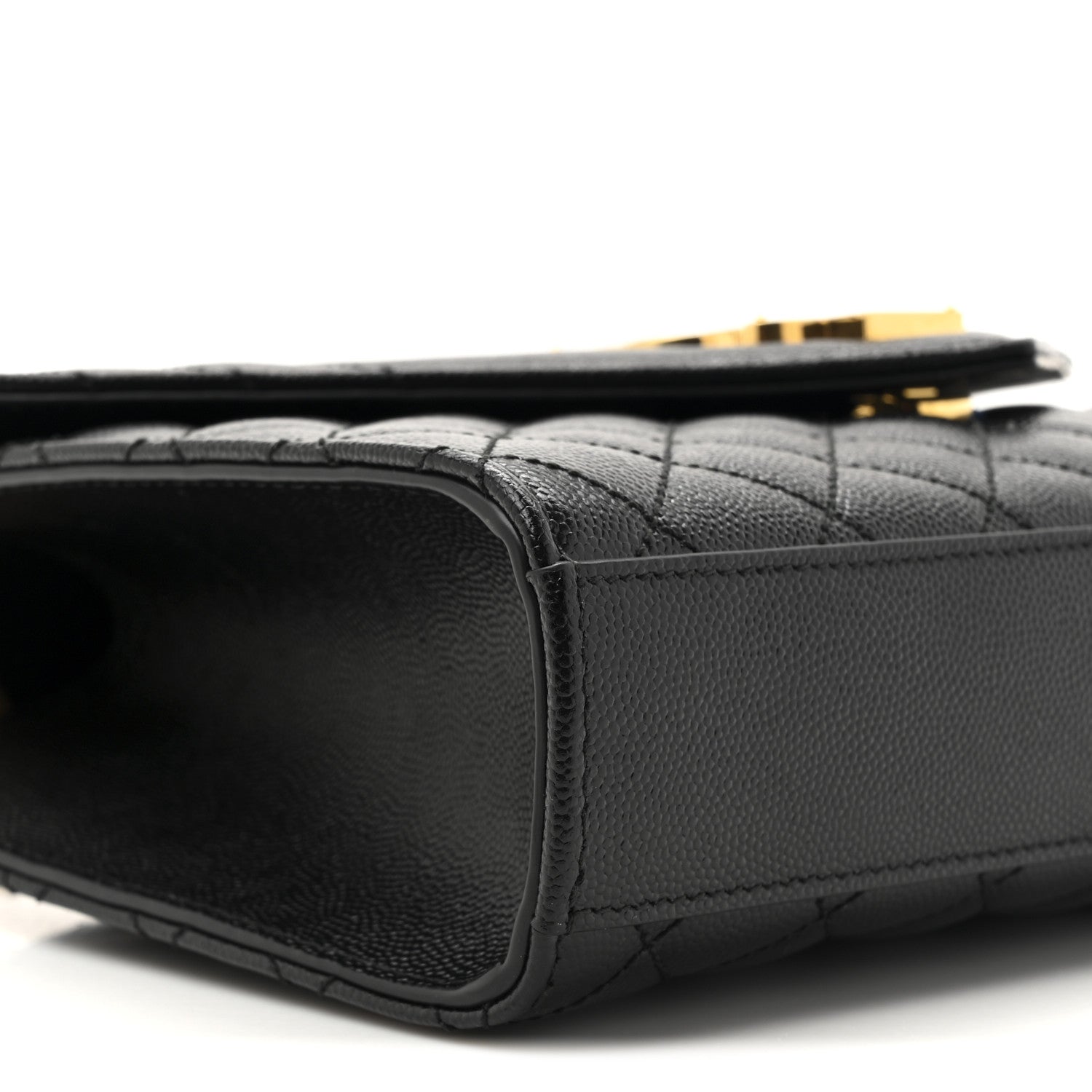 Saint Laurent Grain De Poudre Textured Mixed Matelasse Triquilt Medium Monogram Satchel Black 10 of 10