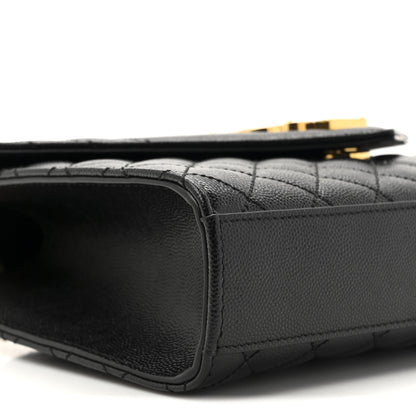 Saint Laurent Grain De Poudre Textured Mixed Matelasse Triquilt Medium Monogram Satchel Black 10 of 10