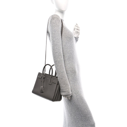 Saint Laurent Grained Calfskin Topstich Baby Sac De Jour Grey 2 of 15