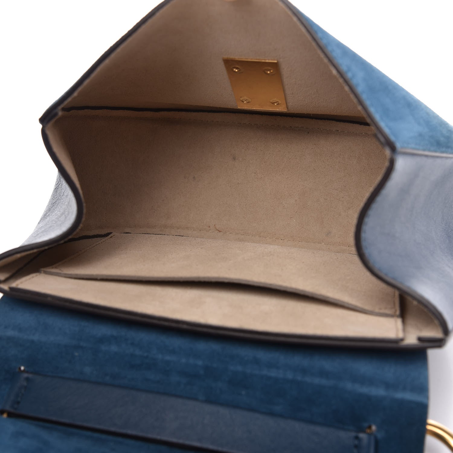 Chloe Suede Smooth Calfskin Drew Shoulder Bag Majolica Blue 5 of 11