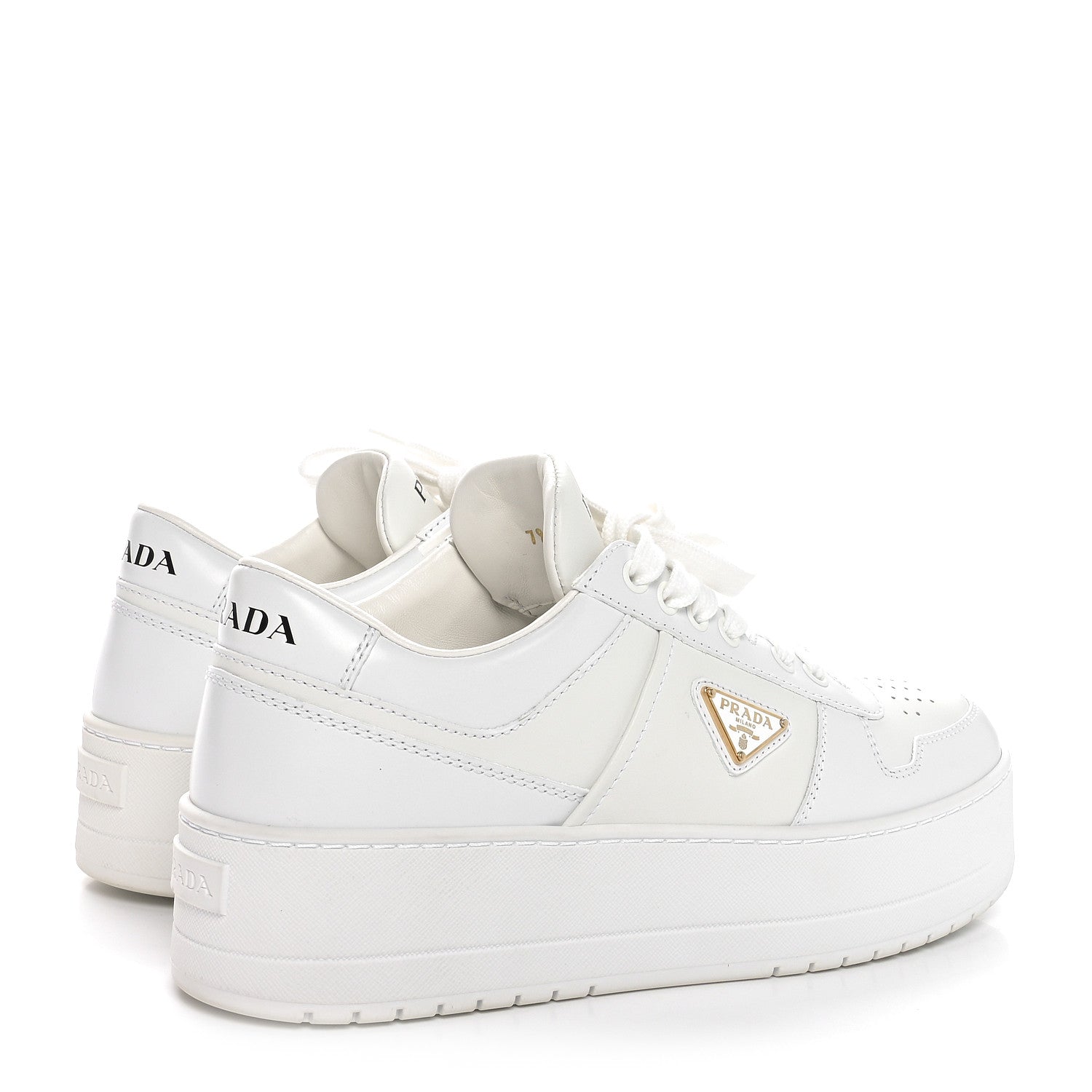 Prada Vitello Rois Triangle Womens Downtown Platform Low Top Sneakers 40 White 7 of 9