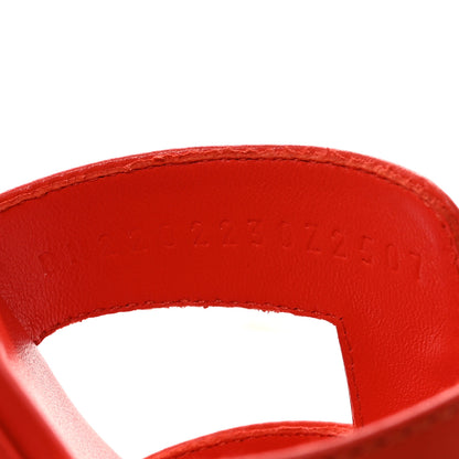 Hermes Box Calfskin Oran Sandals 37 Rouge Grenadine 9 of 10
