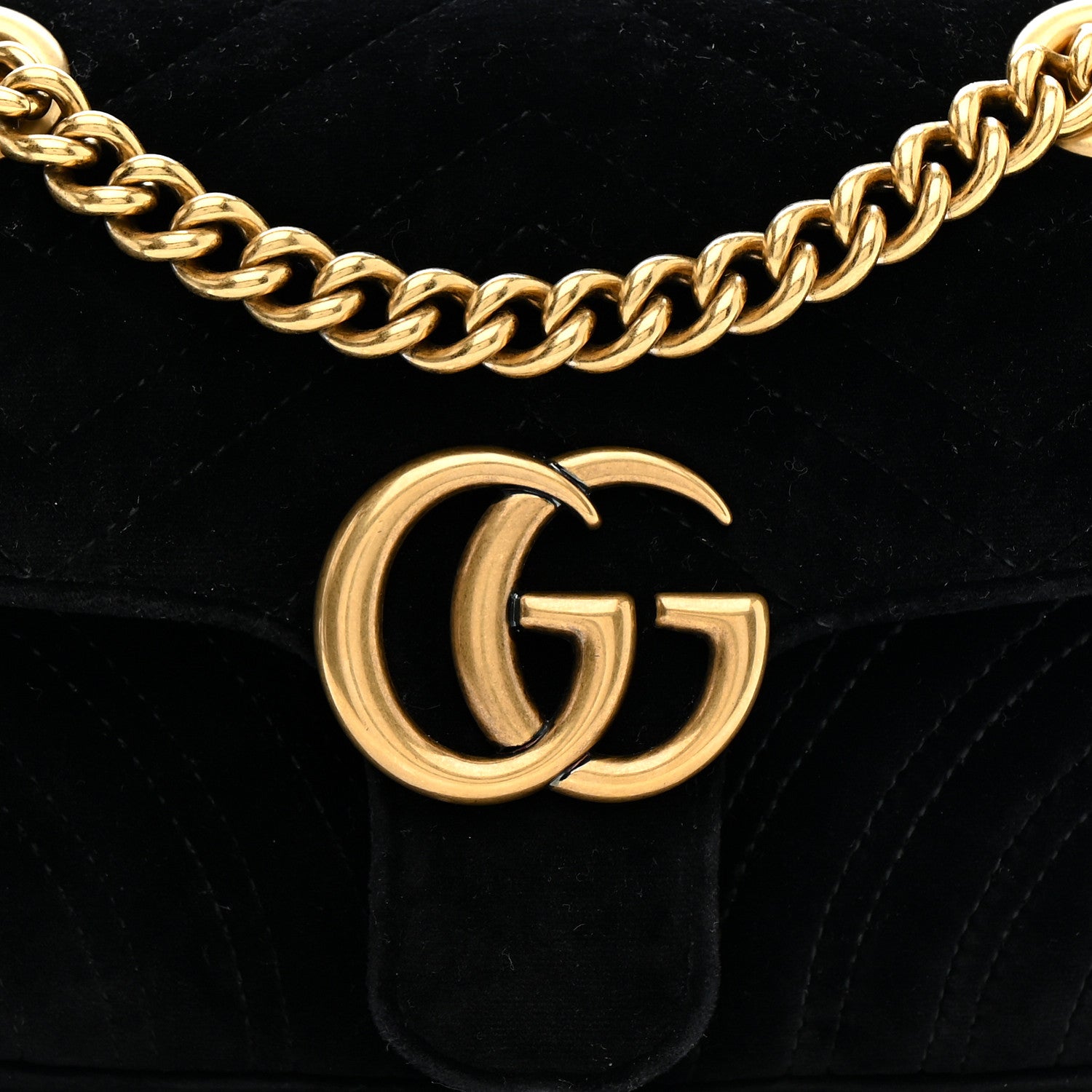 Gucci Velvet Matelasse Mini GG Marmont Shoulder Bag Black 8 of 16