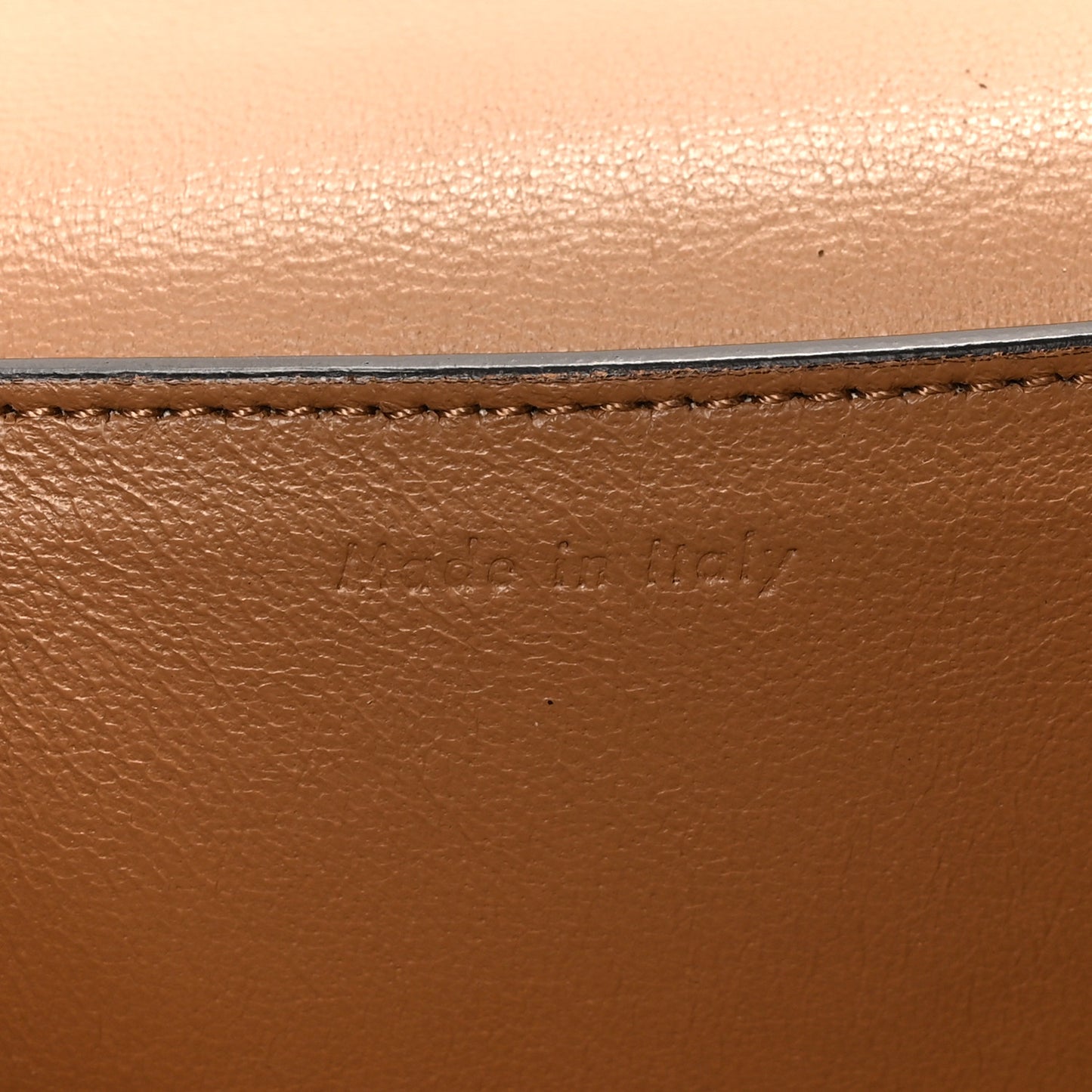 Shiny Smooth Calfskin Medium Frame Shoulder Bag Tan Optic White