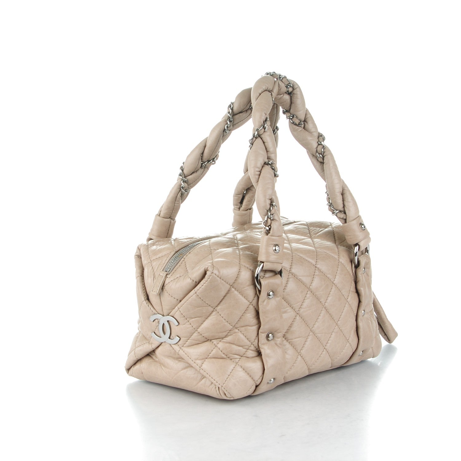 Chanel Distressed Lambskin Lady Braid Small Tote Taupe 3 of 10