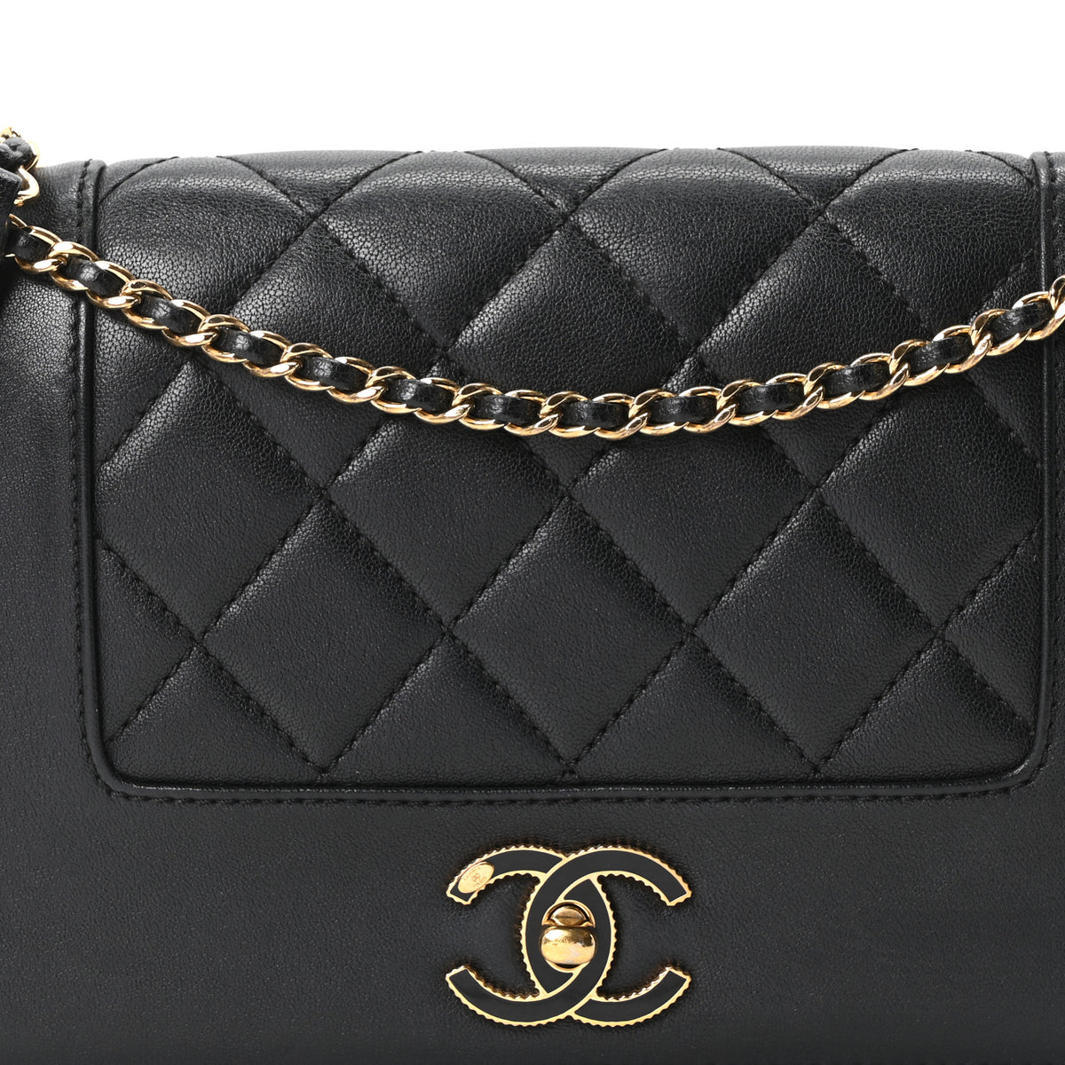 Sheepskin Quilted Small Vintage Mademoiselle Flap Black
