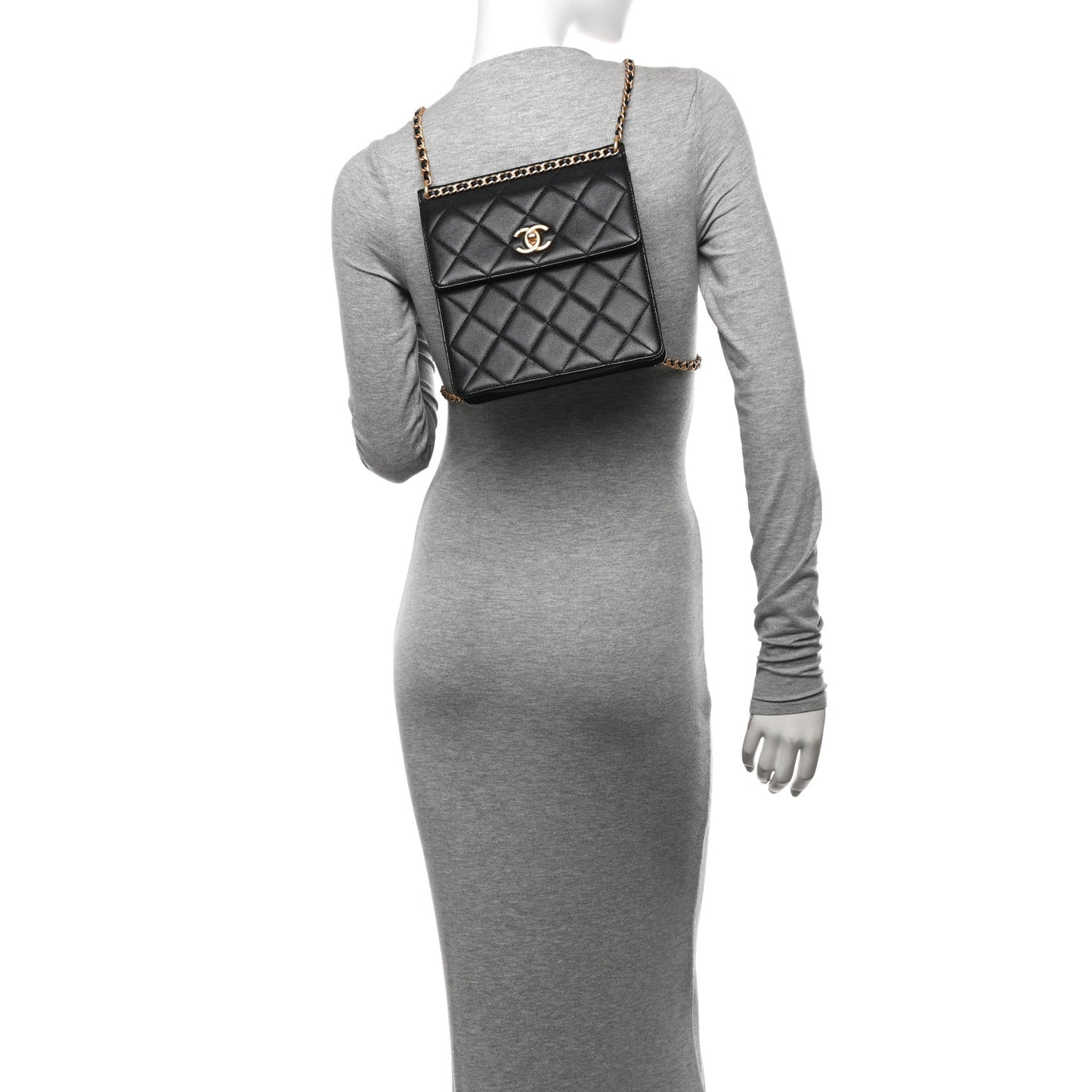Caviar Quilted Chain Backpack Black