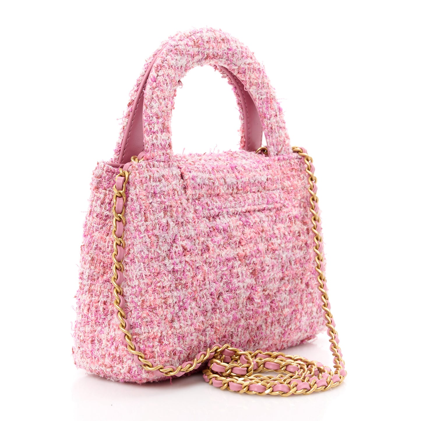 Tweed Quilted Nano Kelly Shopper Pink