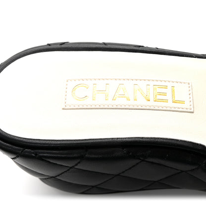 Chanel Lambskin Quilted Camelia CC Wedge Sandal Mules 38.5 Black 8 of 10