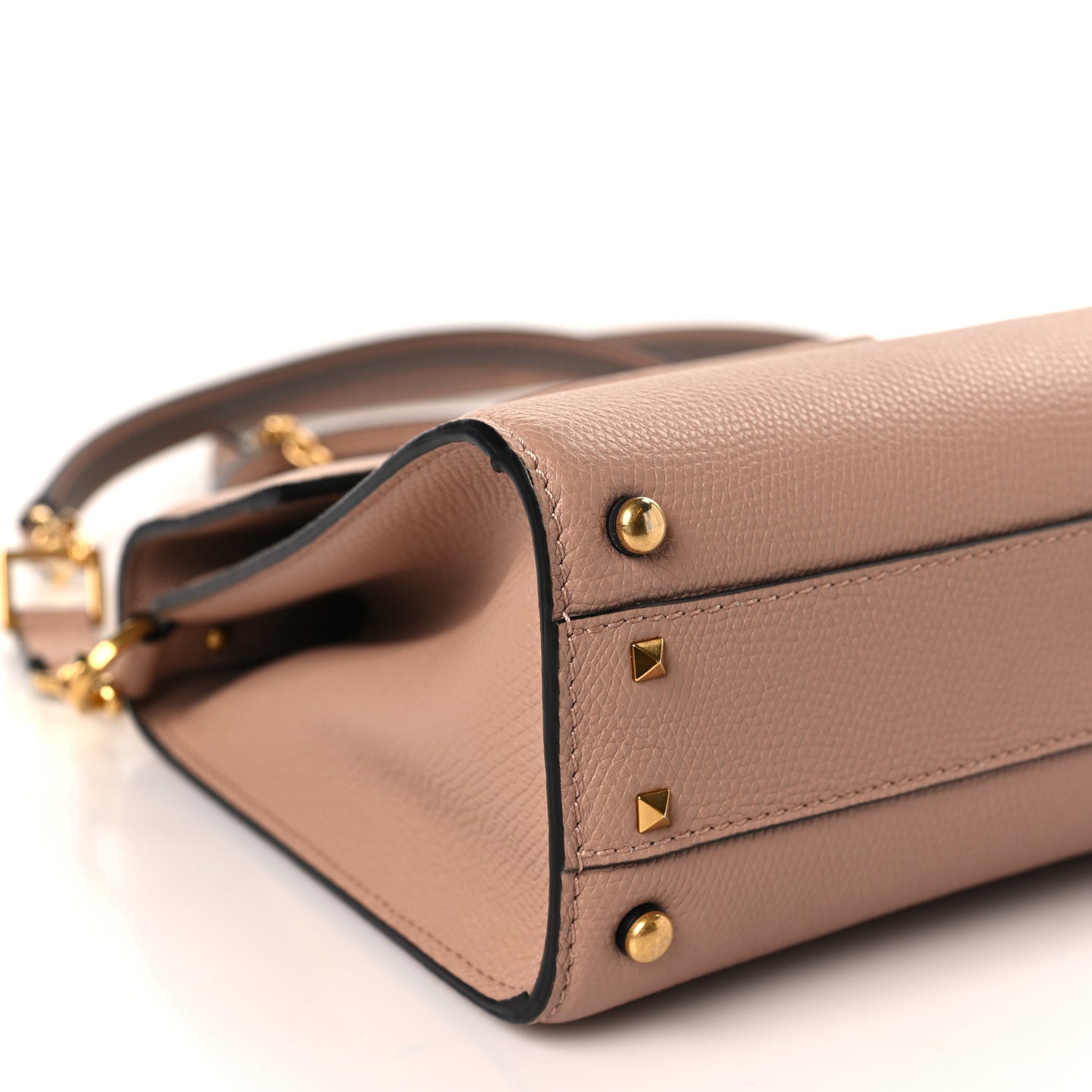 Grainy Calfskin Small VSling Top Handle Bag Poudre