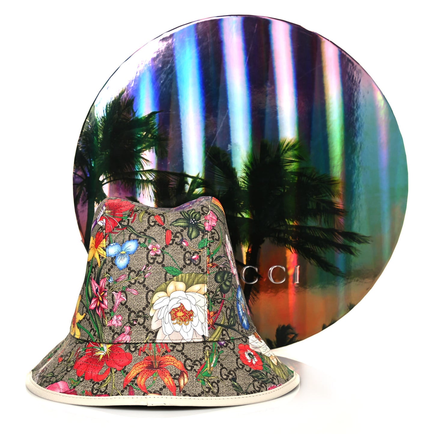 GG Supreme Monogram Flora Fedora Hat S White