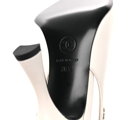 Chanel Lambskin Slingback Pumps 36.5 White Black 8 of 12