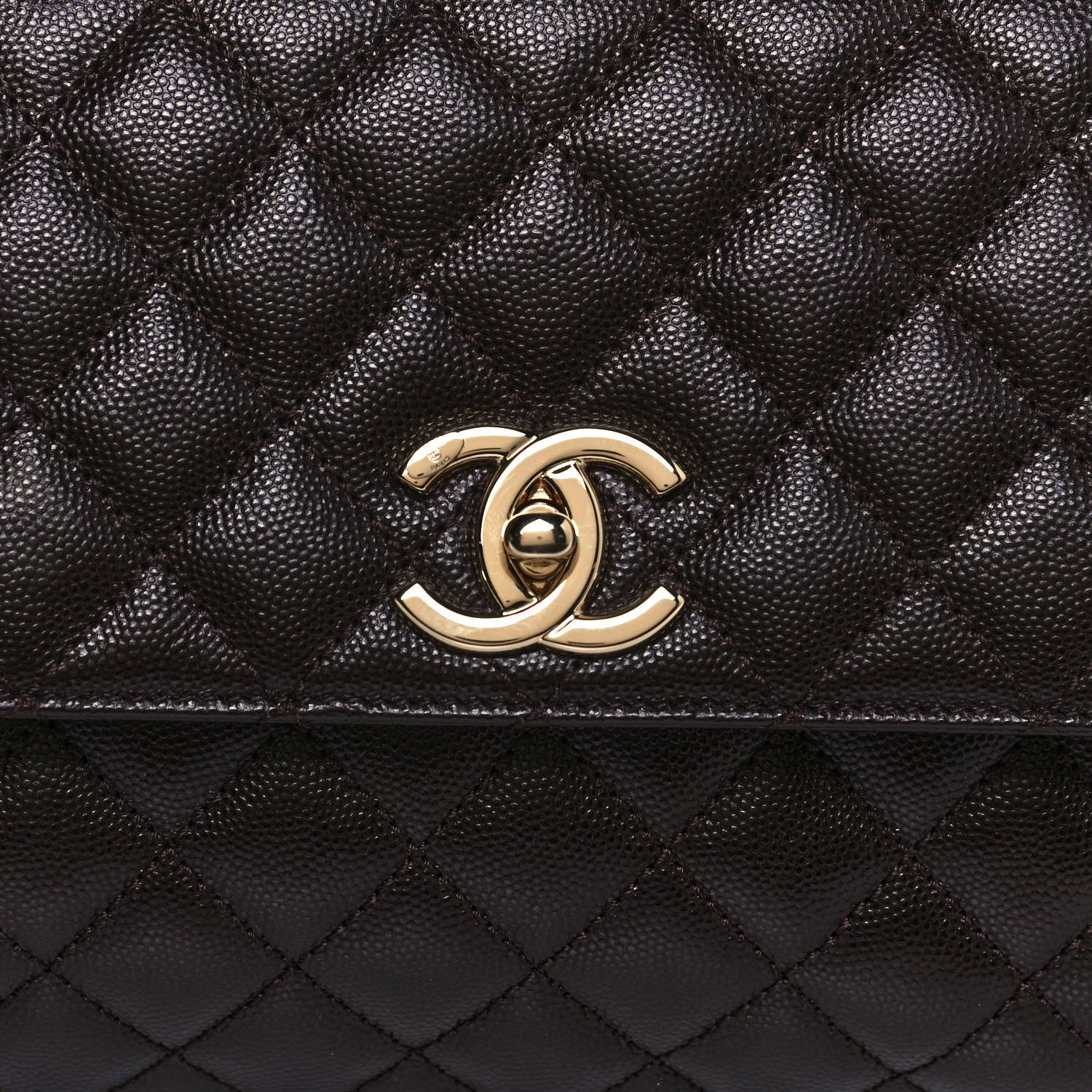 Chanel Caviar Quilted Small Coco Handle Flap Dark Brown 8 of 13