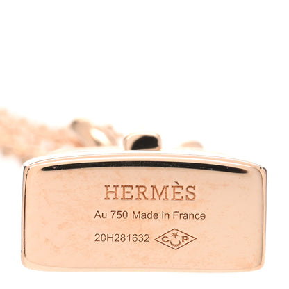 Hermes 18K Rose Gold Diamond Kelly Pendant Necklace 5 of 5