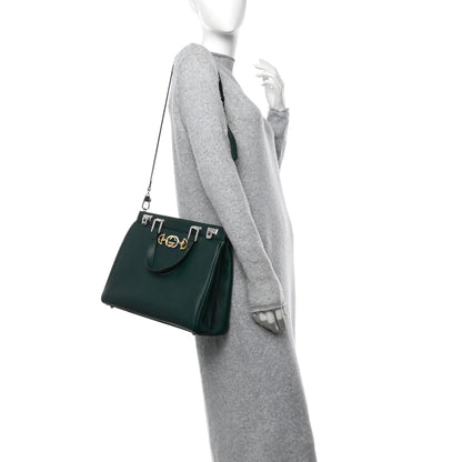 Gucci Grainy Calfskin Medium Zumi Top Handle Bag Vintage Green 2 of 12