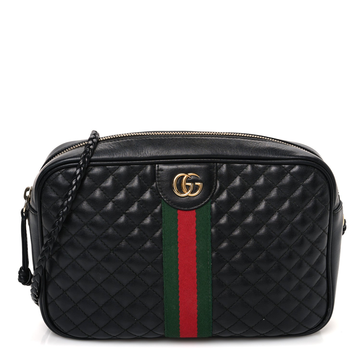Gucci Calfskin Web Trapuntata Small GG Shoulder Bag Black 1 of 13