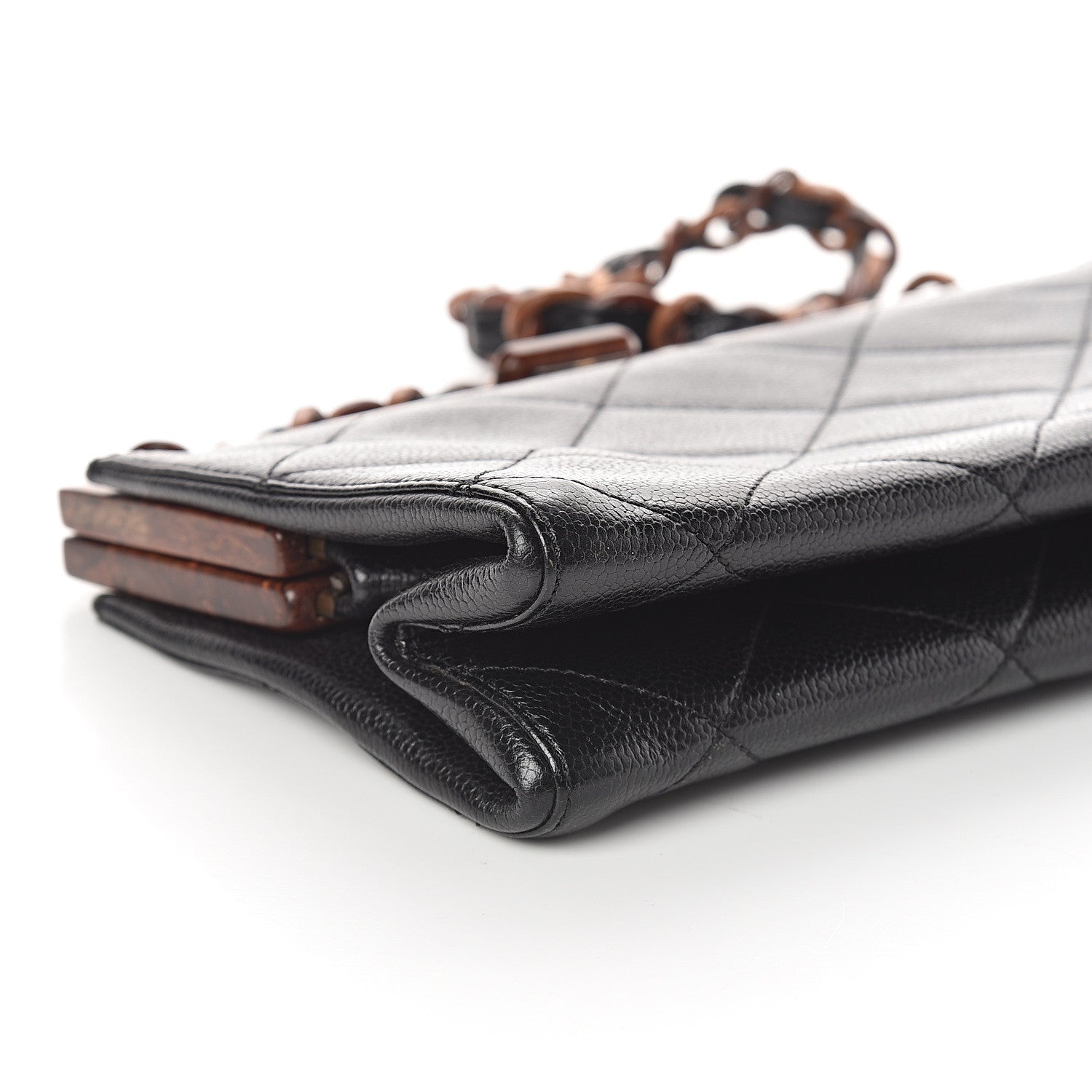 Chanel Caviar Quilted Wood Handle Clutch Black 8 of 9
