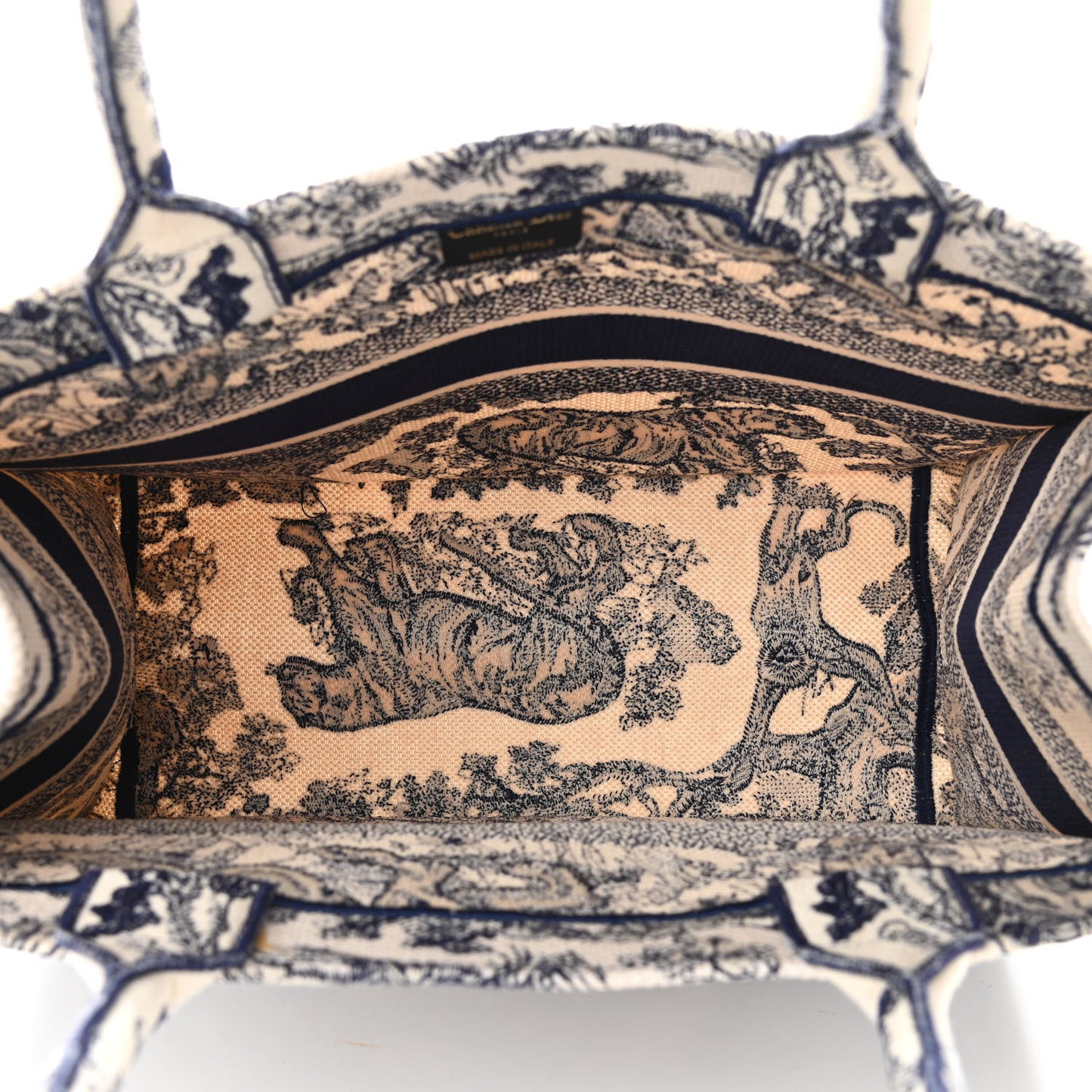 Canvas Embroidered Medium Dioriviera Toile De Jouy Book Tote Blue