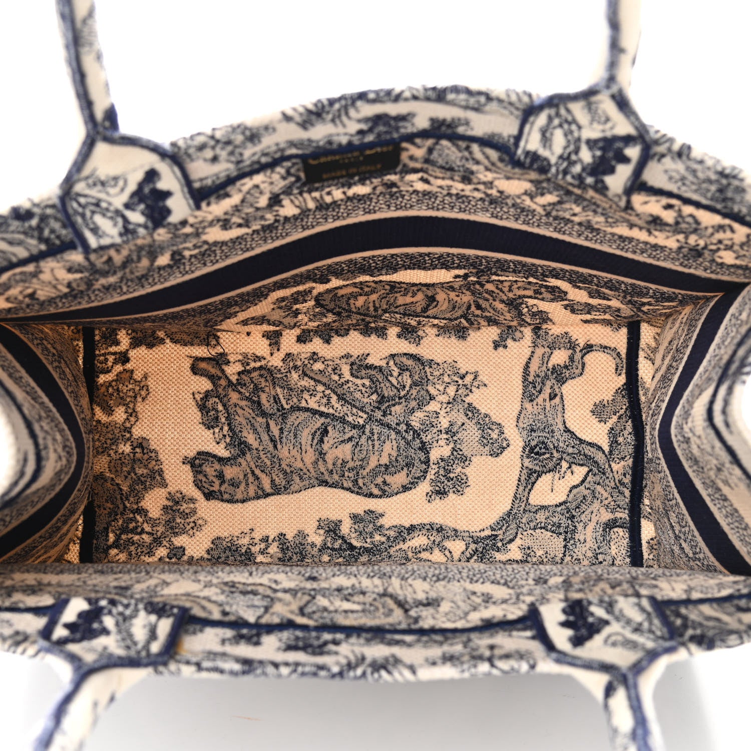 Christian Dior Canvas Embroidered Medium Dioriviera Toile De Jouy Book Tote Blue 5 of 10