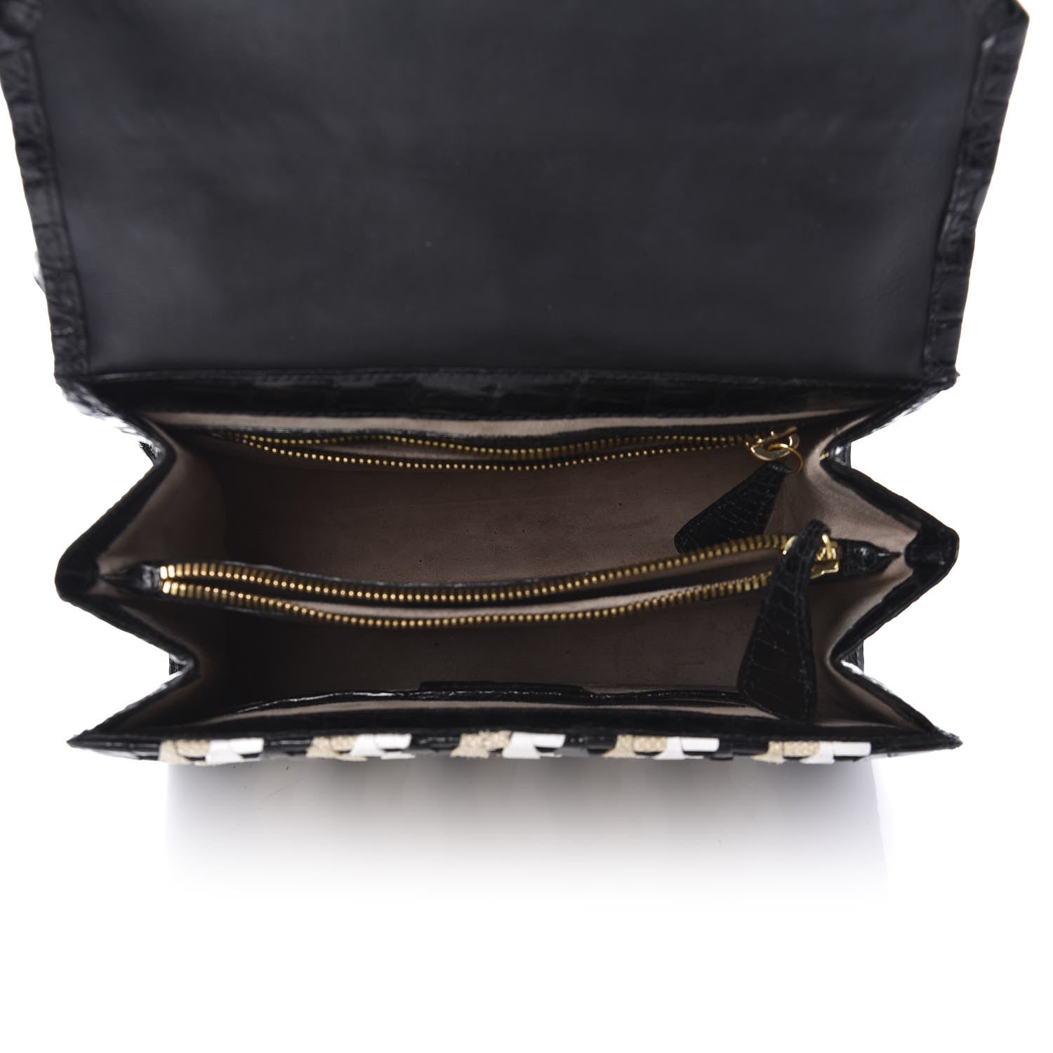 Nancy Gonzalez Crocodile Linen Medium Lily Top Handle Bag Black 5 of 10