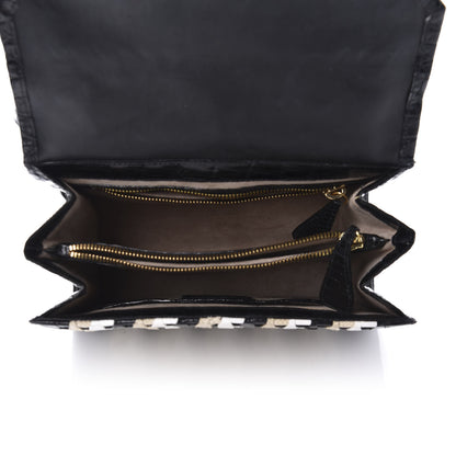 Nancy Gonzalez Crocodile Linen Medium Lily Top Handle Bag Black 5 of 10